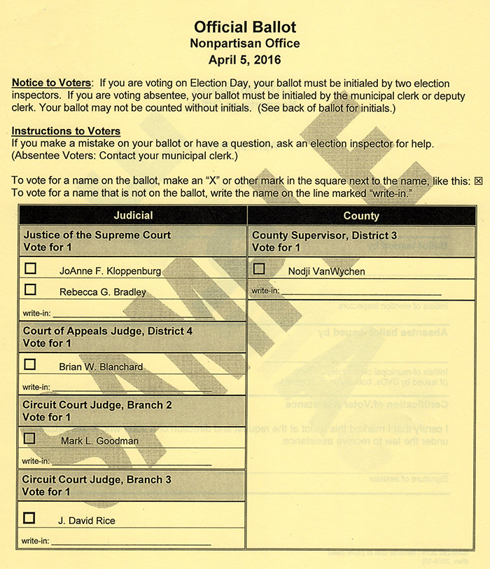 Wisconsin Judicial Ballot