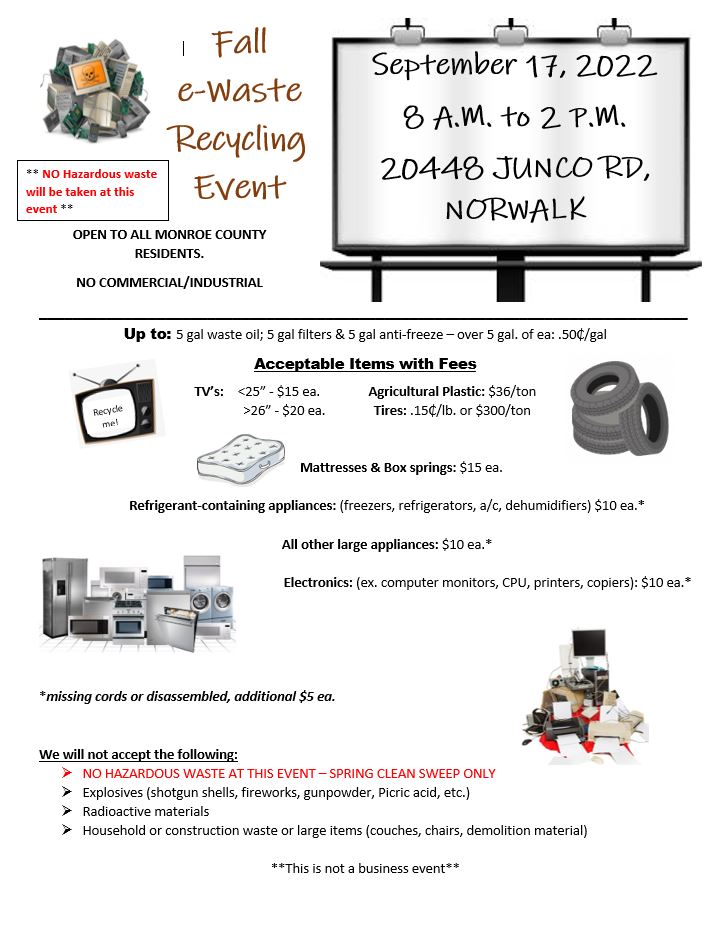 County eWaste Recycling Event is Sept. 17 Town of Scott